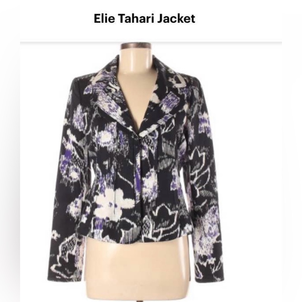 Elie Tahari Black and Purple Blazer with Contemporary Style